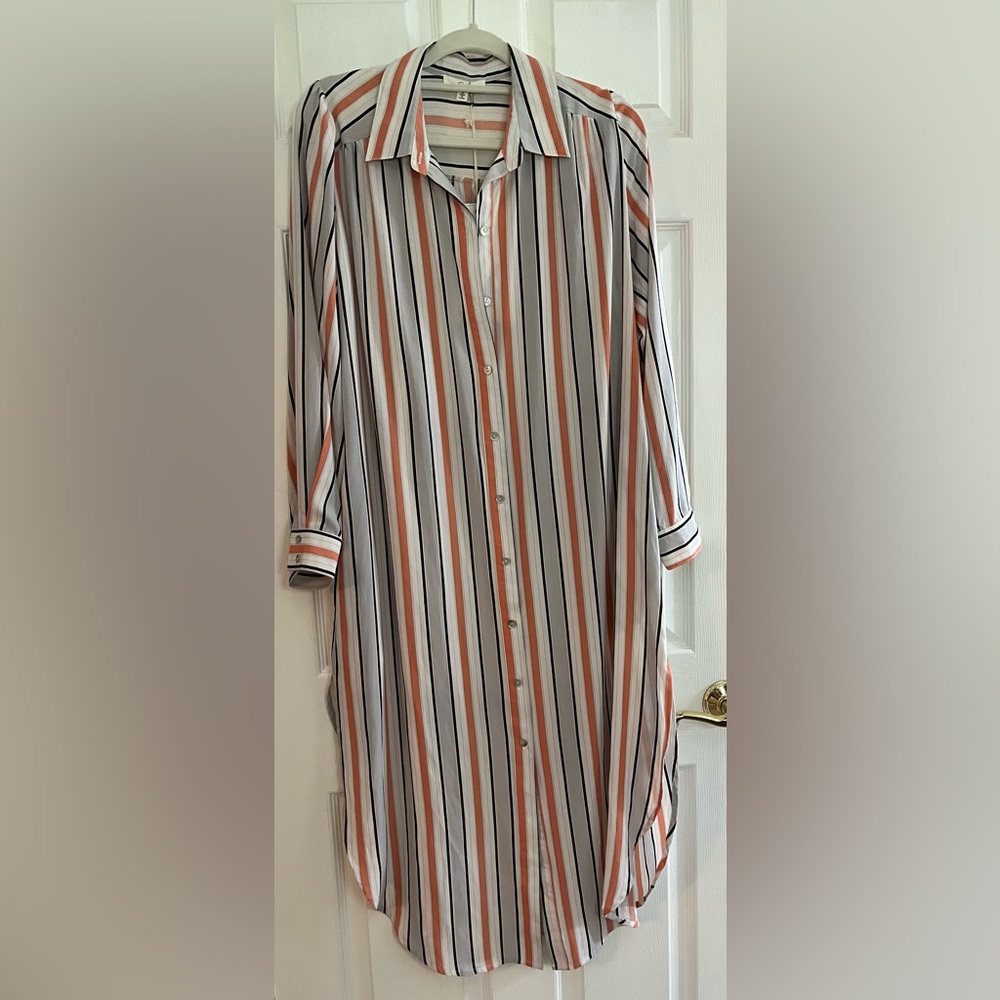 Easel Women’s NWT Size S Striped Shirt/Dress Orange, Black, White